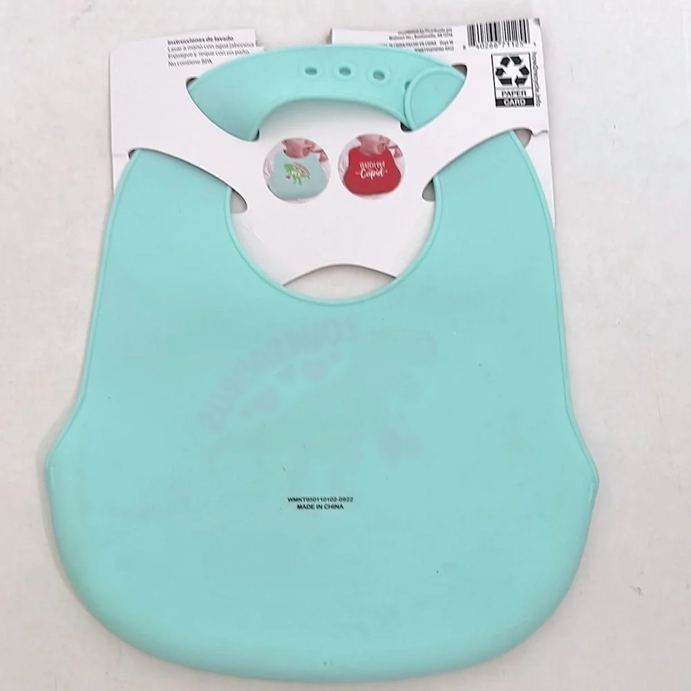 Valentine T Rex Green lovasaurus Bib Silicone 6mth+